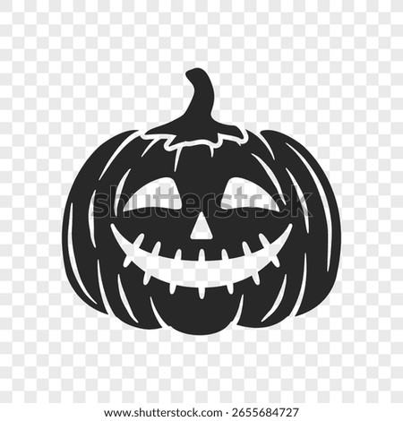 Halloween pumpkin transparent icon, jack o lantern isolated on clear background. Vector illustration	
