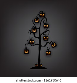 Halloween pumpkin tree.Vector illustration.
