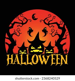 Halloween with Pumpkin Tshirt Design - Halloween Vector Design