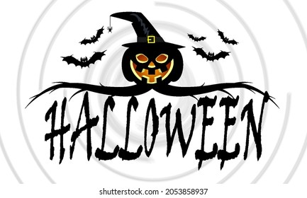 Halloween pumpkin with typography, vector art illustration.