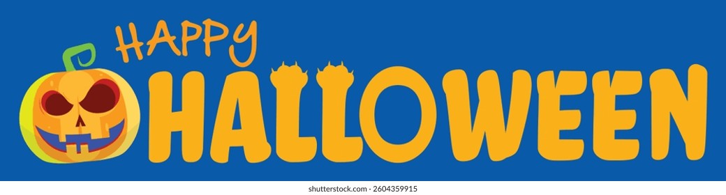 Halloween pumpkin with Halloween typography vector illustration. Eps 10.
