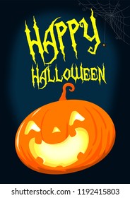Halloween pumpkin  under the moon vector poster