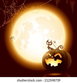 Halloween pumpkin under the moonlight