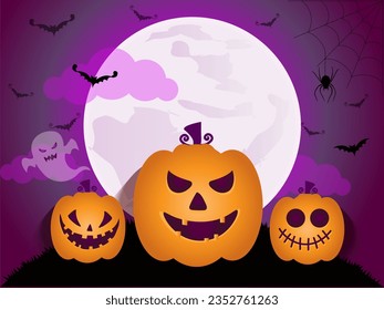 halloween pumpkin under the moonlight