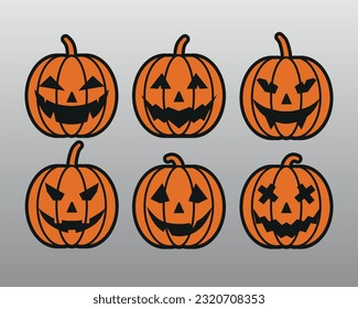 Halloween pumpkin variations with different emotions.