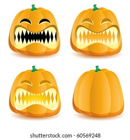 Halloween pumpkin with various lighting, part 5, vector illustration