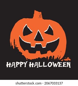 Arte vector de calabaza de Halloween. Imagen de color y fondo negro.