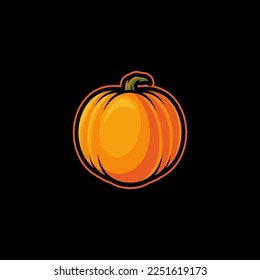 Halloween Pumpkin Vector Art Illustration on Isolated Background. Pumpkin Logo Vector Illustration Concept.