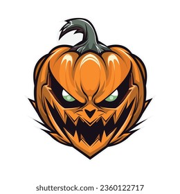 Halloween pumpkin vector art with scary cartoon style, halloween icon, jack o lantern illustration