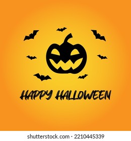 halloween pumpkin vector with bats suitable for card, banner, or poster