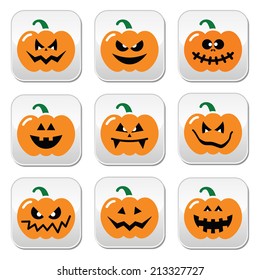 Halloween pumpkin vector buttons set