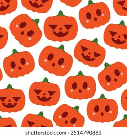 Halloween pumpkin vector cartoon seamless pattern background.