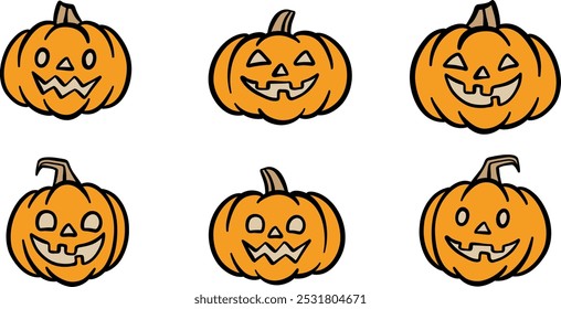 Conjunto de arte de Clip de Vector de calabaza de Halloween