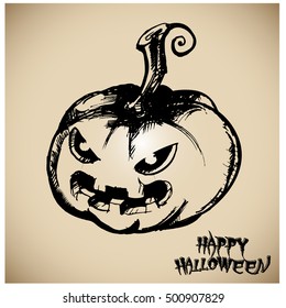 Halloween pumpkin vector collection. Hand drawn illustration. Line art. Doodle.