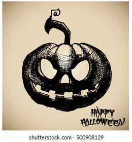 Halloween pumpkin vector collection. Hand drawn illustration. Line art. Doodle.