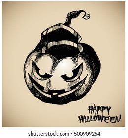 Halloween pumpkin vector collection. Hand drawn illustration. Line art. Doodle.