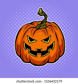 Halloween pumpkin. Vector comic illustration.
