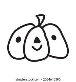 Halloween pumpkin. Vector concept in doodle and sketch style. Hand drawn illustration for printing on T-shirts, postcards. Icon and logo idea.