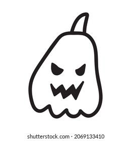Calabaza de Halloween. Concepto vectorial en estilo doodle y sketch. Ilustración dibujada a mano para imprimir en camisetas, postales. Icono y idea de logotipo.