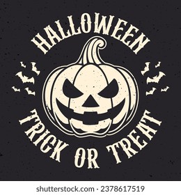 Halloween pumpkin vector design with badge vintage style