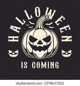 Halloween pumpkin vector design with badge vintage style