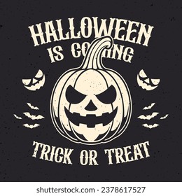 Halloween pumpkin vector design with badge vintage style
