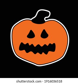 Halloween pumpkin vector design in black background. An design element that you can use for Halloween and cute scary layout design. Use it as part of invitation, logo or posters.