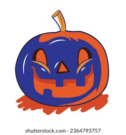 Halloween pumpkin vector design with blue color isolated on white background
