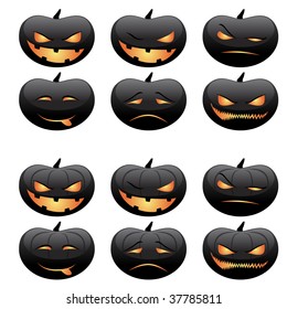 Halloween pumpkin vector faces