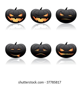 Halloween pumpkin vector faces