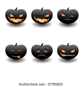Halloween pumpkin vector faces