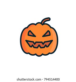 halloween pumpkin vector. filled outline
