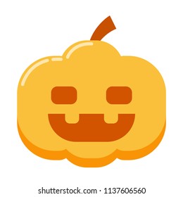 Halloween pumpkin vector flat simple icon isolated on white background.