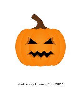 Halloween pumpkin vector graphic. Carved halloween orange pumpkin, isolated on white background. 