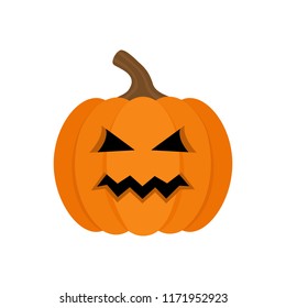 Halloween pumpkin vector graphic illustration. Jack o'lantern cute simple icon or print, isolated.