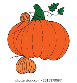 halloween pumpkin vector, hand drawing, cute cartoon face pumpkins with organge color and doodles for card, background, planner, fabric, pattern, wedding card and for decoration.