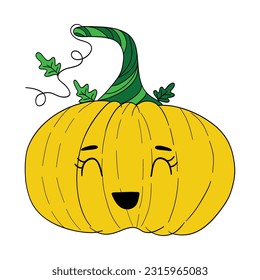 halloween pumpkin vector, hand drawing, cute cartoon face pumpkins with organge color and doodles for card, background, planner, fabric, pattern, wedding card and for decoration.