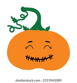 halloween pumpkin vector, hand drawing, cute cartoon face pumpkins with organge color and doodles for card, background, planner, fabric, pattern, wedding card and for decoration.