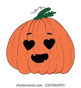 halloween pumpkin vector, hand drawing, cute cartoon face pumpkins with organge color and doodles for card, background, planner, fabric, pattern, wedding card and for decoration.