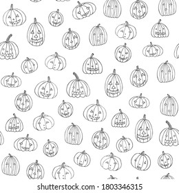 halloween pumpkin vector hand drawn seamless pattern