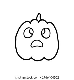 Halloween pumpkin. Vector hand drawn illustration in doodle and sketch style.  