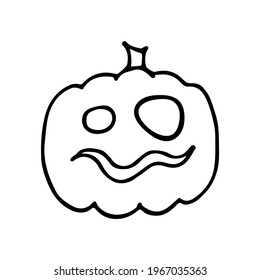 Halloween pumpkin. Vector hand drawn illustration in doodle and sketch style. 