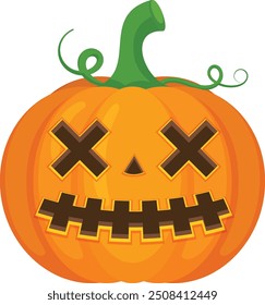 Halloween pumpkin vector horror on white background, Jack-o-Lantern on white background. Scary pumpkin