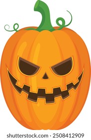 Halloween pumpkin vector horror on white background, Jack-o-Lantern on white background. Scary pumpkin