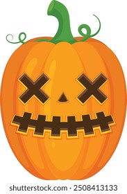 Halloween pumpkin vector horror on white background, Jack-o-Lantern on white background. Scary pumpkin