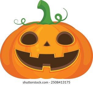 Halloween pumpkin vector horror on white background, Jack-o-Lantern on white background. Scary pumpkin