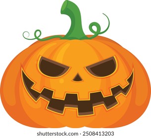 Halloween pumpkin vector horror on white background, Jack-o-Lantern on white background. Scary pumpkin