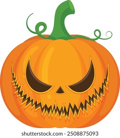 Halloween pumpkin vector horror on white background, Jack-o-Lantern on white background. Scary pumpkin.