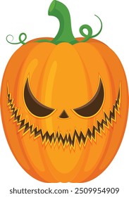 Halloween pumpkin vector horror on white background, Jack-o-Lantern on white background. Scary pumpkin.