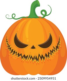 Halloween pumpkin vector horror on white background, Jack-o-Lantern on white background. Scary pumpkin.